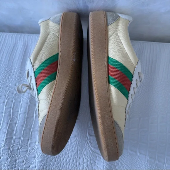 Gucci Leather Web Stripe Sneakers, tennis shoes , athletic wear– Yellow Size 39. - Picture 7 of 13